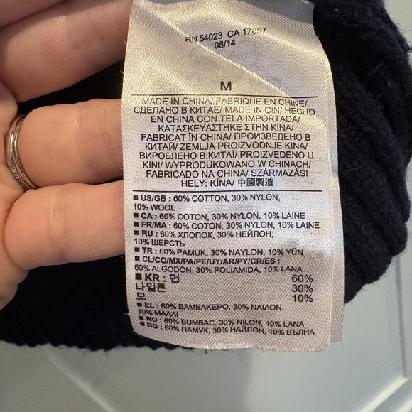 Banana Republic Sweater Men Medium Navy Fair Isle Shawl Collar Wool Blend Knit - Picture 7 of 9